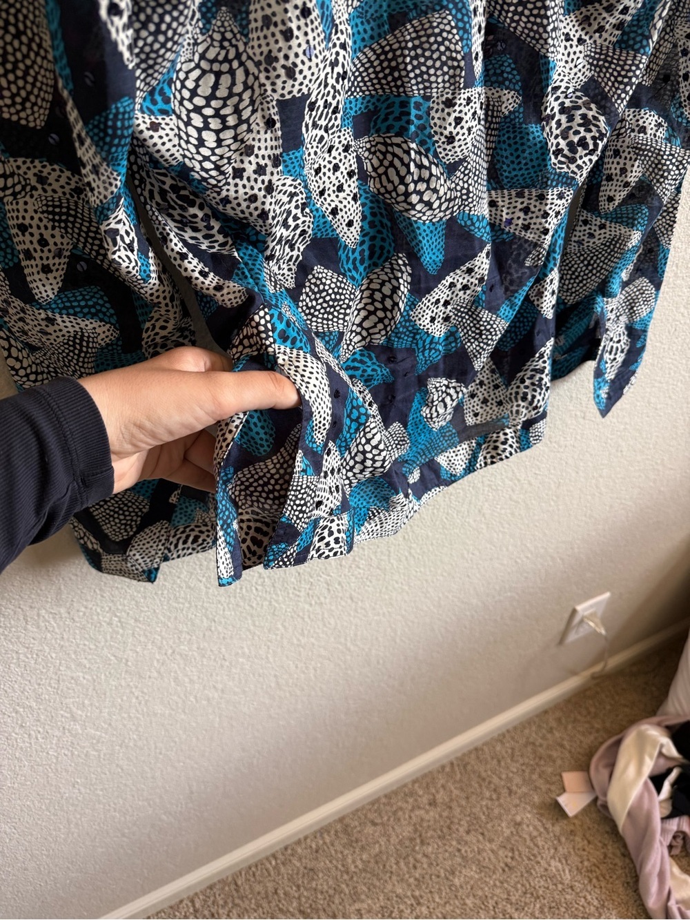 Tory Burch Blue Cotton Seashell Print Sequin Top Size 2 Coastal Grandma Summer - Picture 8 of 9